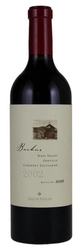 Joseph Phelps Backus Vineyard Cabernet Sauvignon (stained label) 2002 Front Bottle Shot