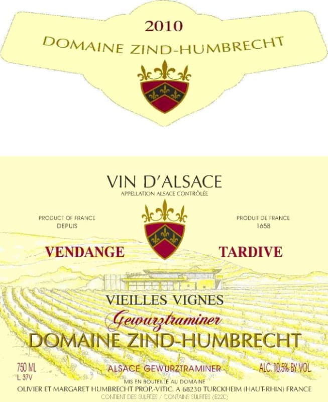 Zind-Humbrecht Vendange Tardive Vieilles Vignes Gewurztraminer 2010 Front Label