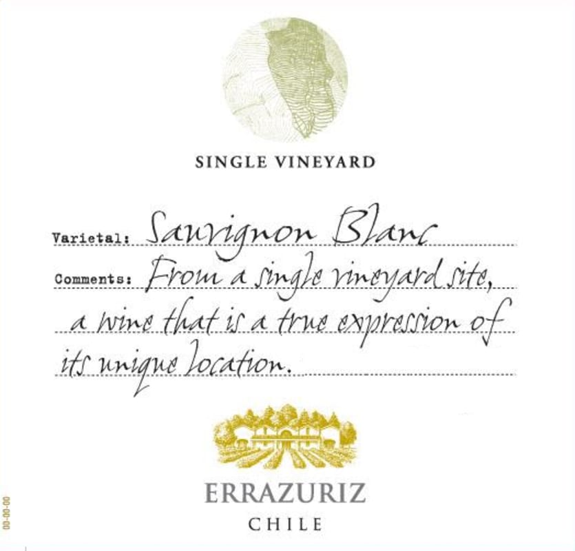 Errazuriz Single Vineyard Sauvignon Blanc 2012 Front Label