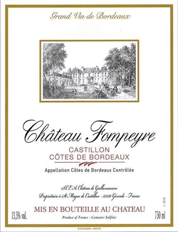 Chateau Fompeyre Cotes de Bordeaux Castillon 2014 Front Label
