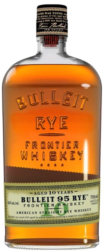Bulleit 10 Year Rye Whiskey Front Bottle Shot