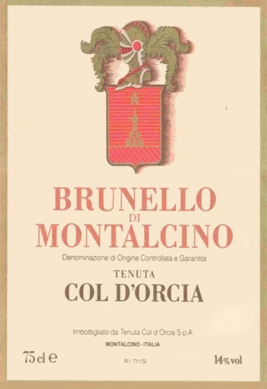 Col d'Orcia Brunello di Montalcino Rouge 1986 Front Label