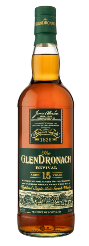 GlenDronach 15 Year Revival Single Malt Scotch Whisky Front Bottle Shot
