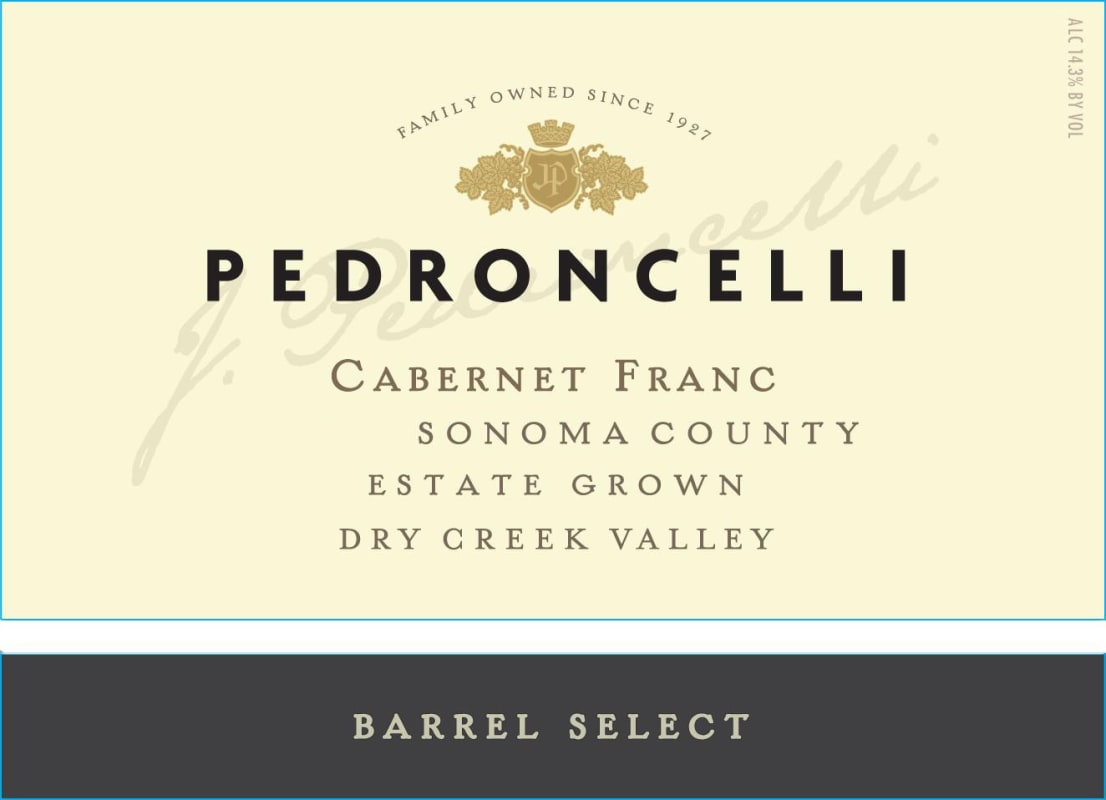 Pedroncelli Barrel Select Cabernet Franc 2014 Front Label