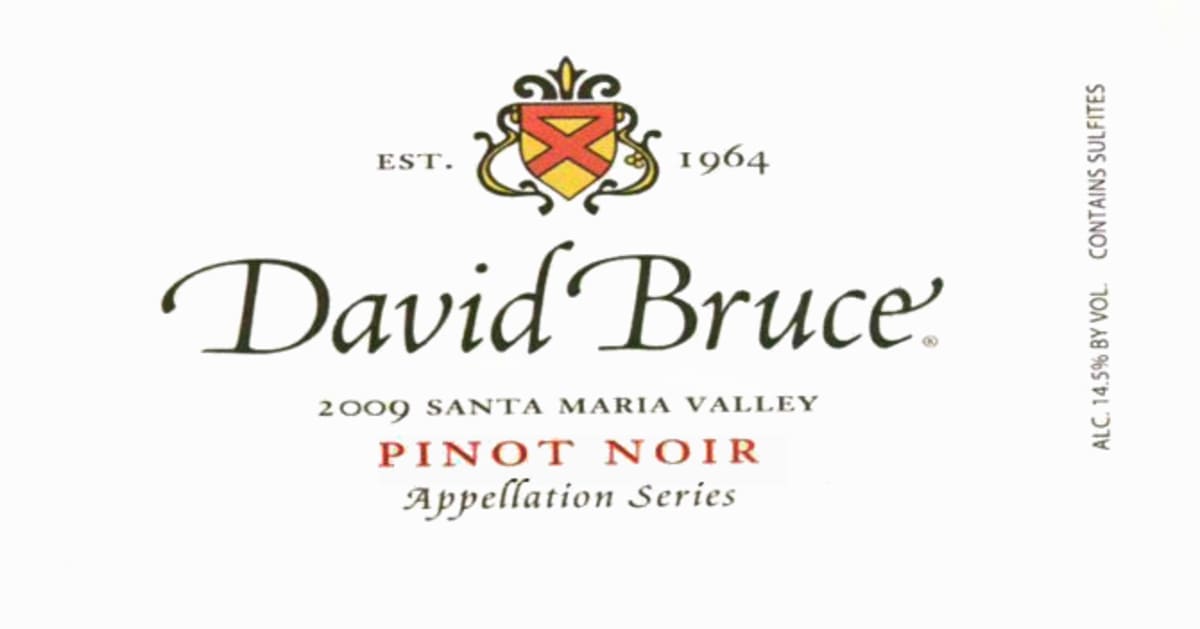 David Bruce Santa Maria Valley Pinot Noir 2009 Front Label