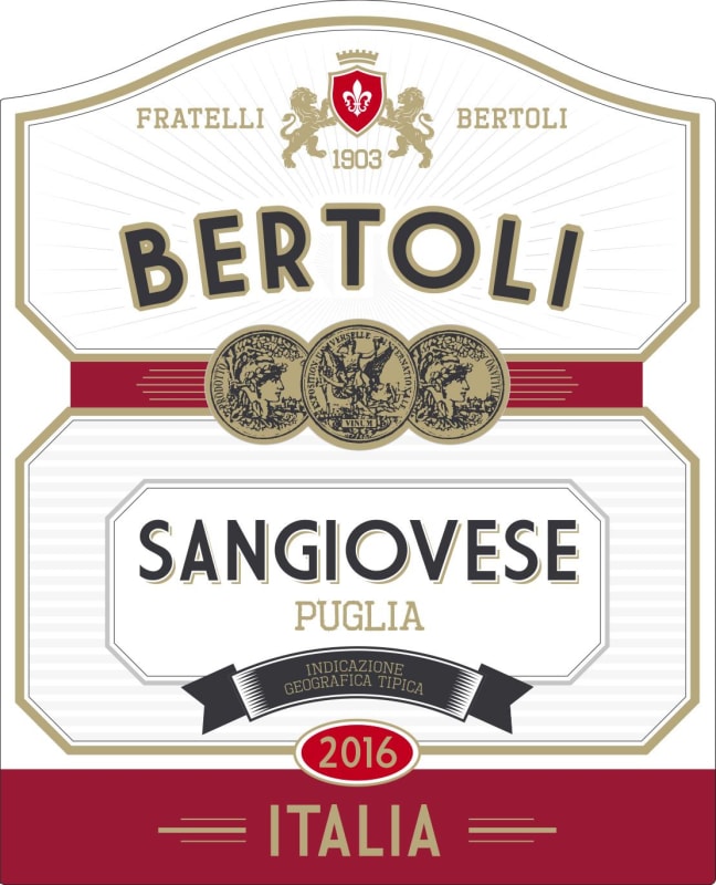 Bertoli Sangiovese 2016 Front Label