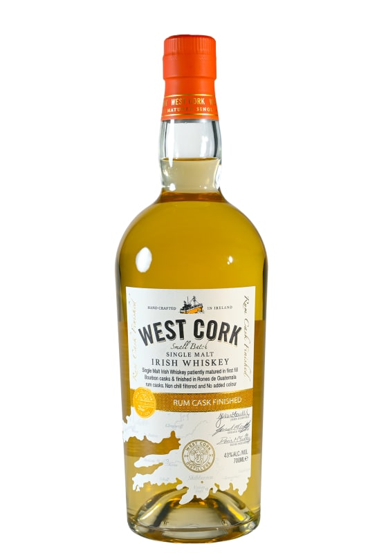 West Cork Rum Cask Single Malt Irish Whiskey Front Bottle Shot