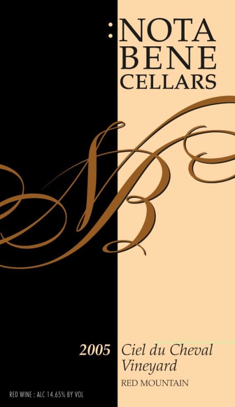Nota Bene Cellars Ciel du Cheval Vineyard 2005 Front Label