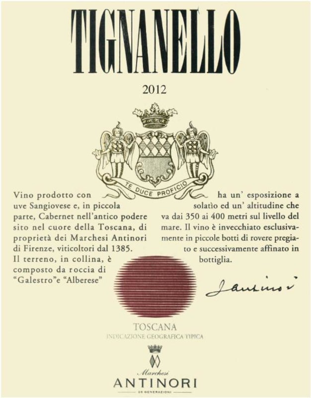 Marchesi Antinori Tignanello (3 Liter Bottle in Wood Box) 2023 Front Label