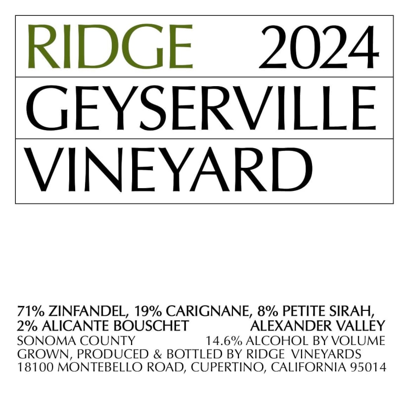 Ridge Geyserville (1.5 Liter Magnum) 2024 Front Label
