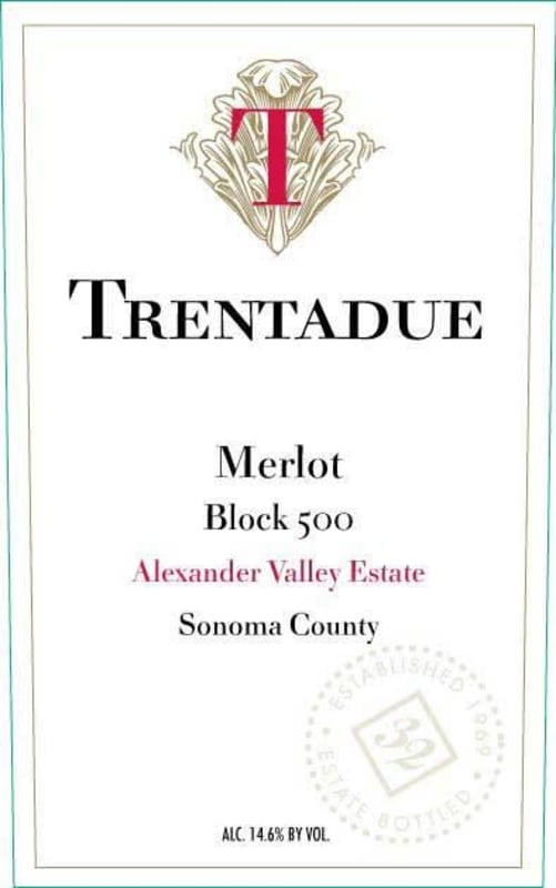 Trentadue Block 500 Merlot 2010 Front Label