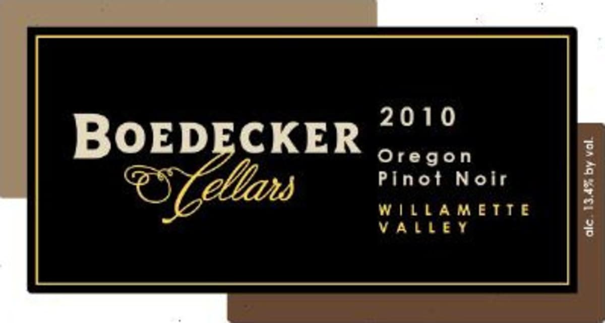Boedecker Cellars Pinot Noir 2010 Front Label