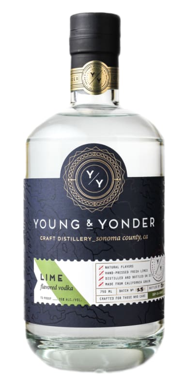 Young & Yonder Lime Vodka Front Bottle Shot