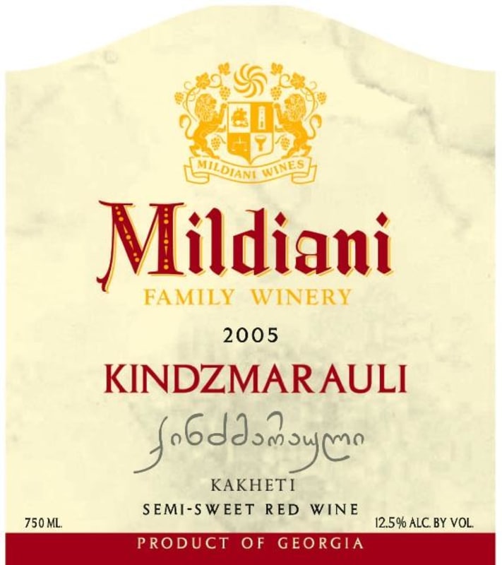Mildiani Kindzmarauli Semi-Sweet Red 2005 Front Label