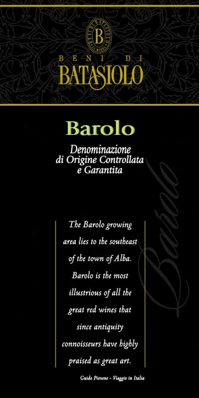 Beni di Batasiolo Barolo 2012 Front Label