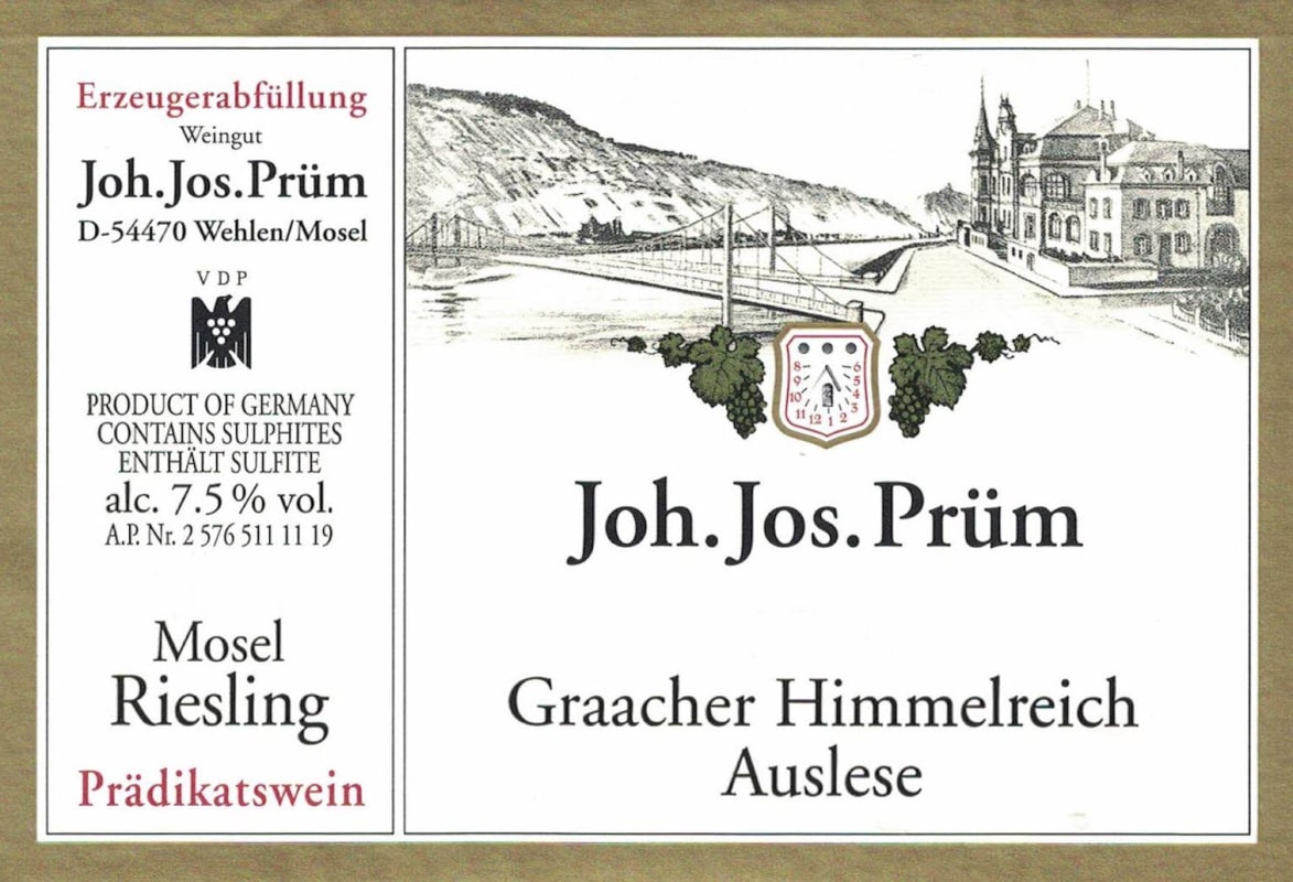 Joh. Jos. Prüm Graacher Himmelreich Riesling Auslese (375ML half-bottle) 2022 Front Label