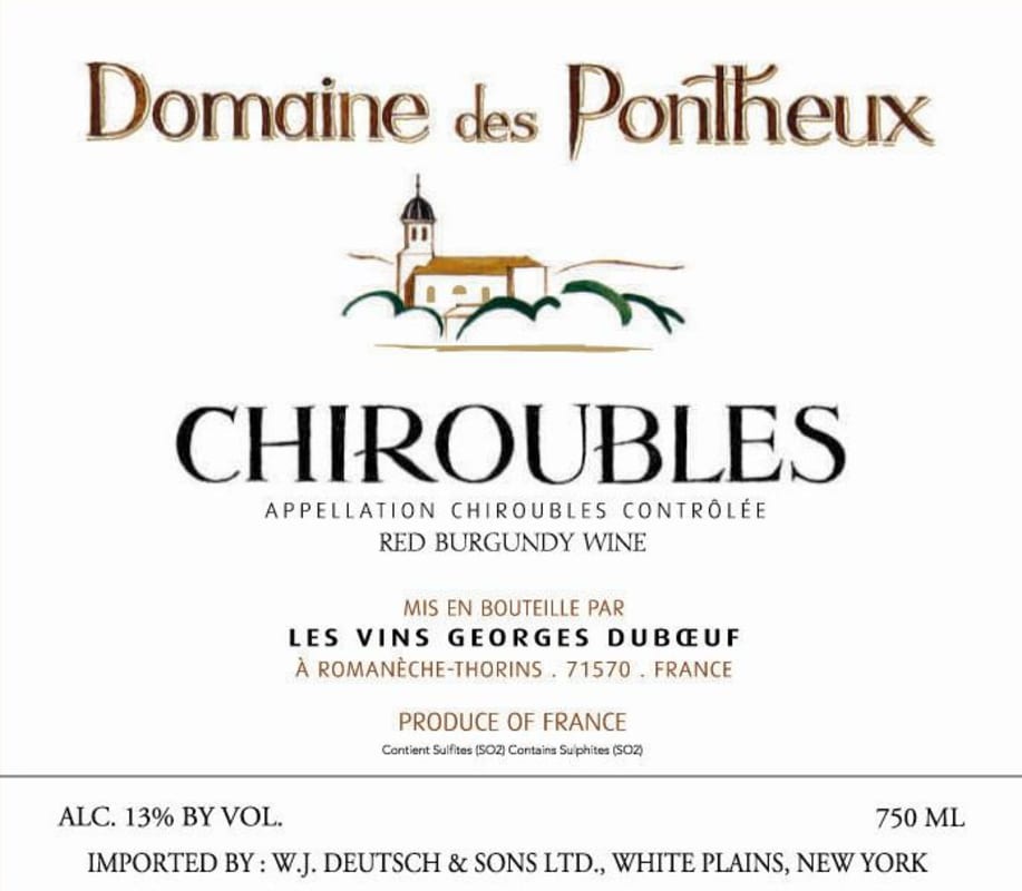 Duboeuf Chiroubles Domaine des Pontheux 2014 Front Label
