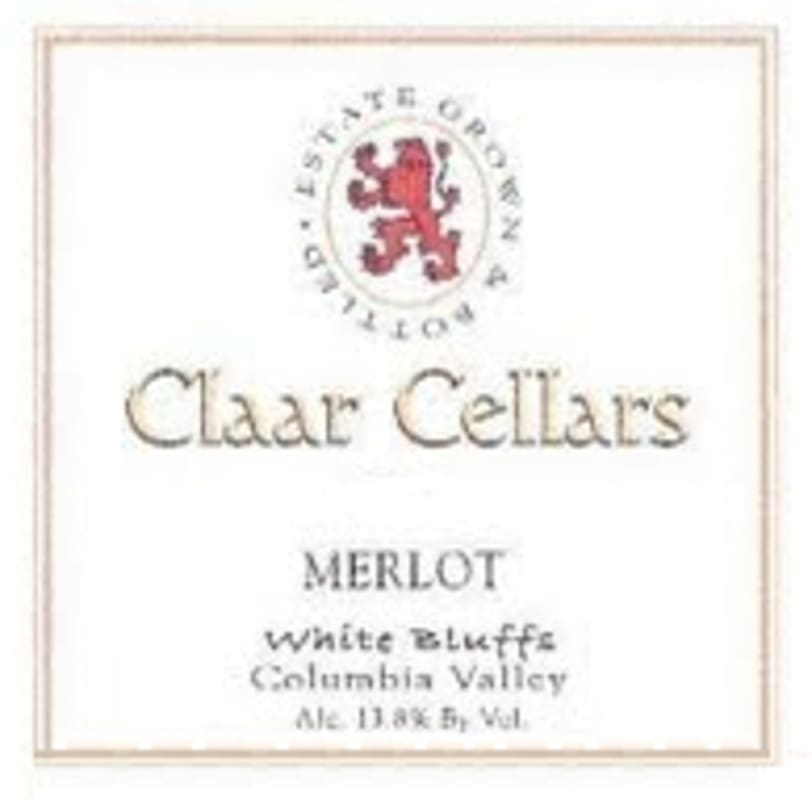 Claar Cellars White Bluffs Merlot 2003 Front Label