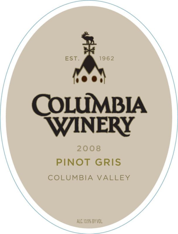 Columbia Winery Pinot Gris 2008 Front Label