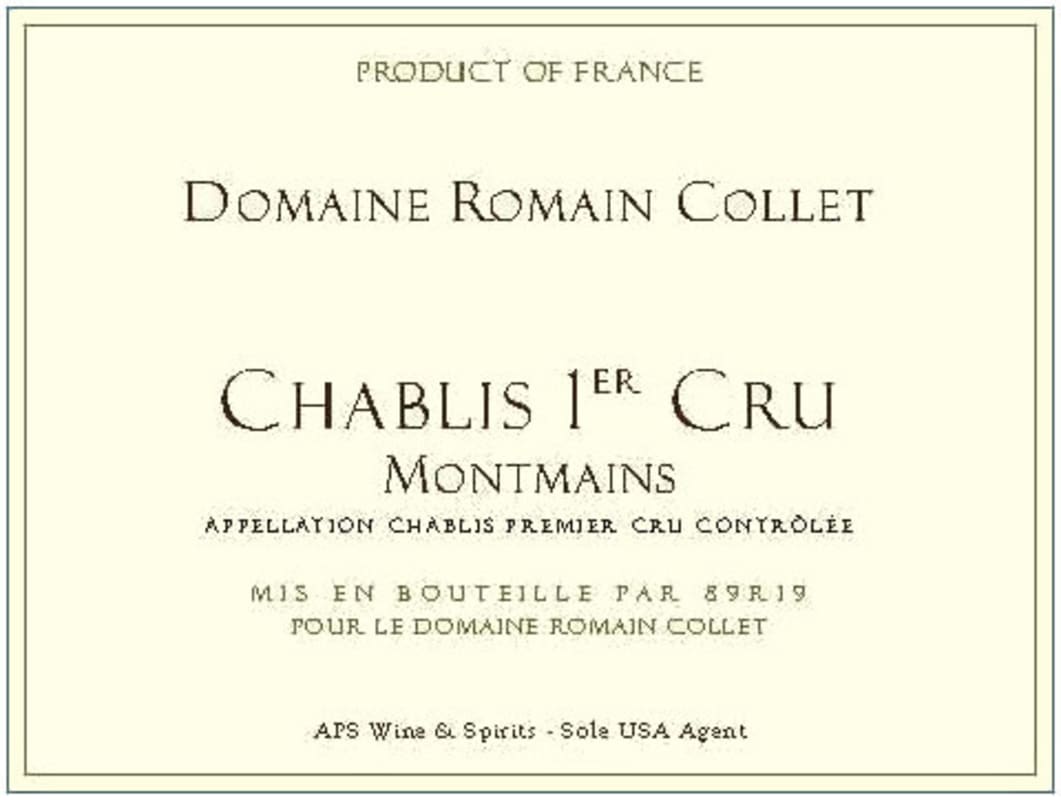 Domaine Romain Collet Chablis 1e Cru Montmains Chardonnay 2014 Front Label