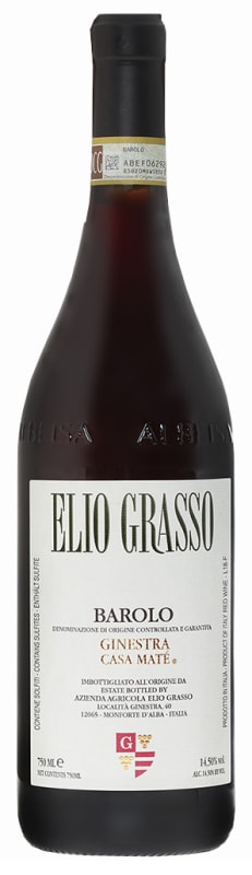 Elio Grasso Barolo Ginestra Casa Mate 2022 Front Bottle Shot