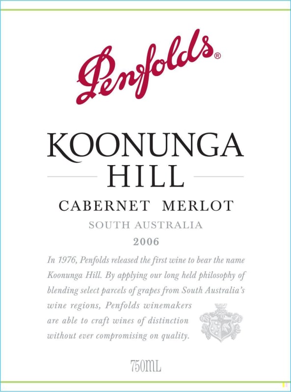 Penfolds Koonunga Hill Cabernet-Merlot 2006 Front Label