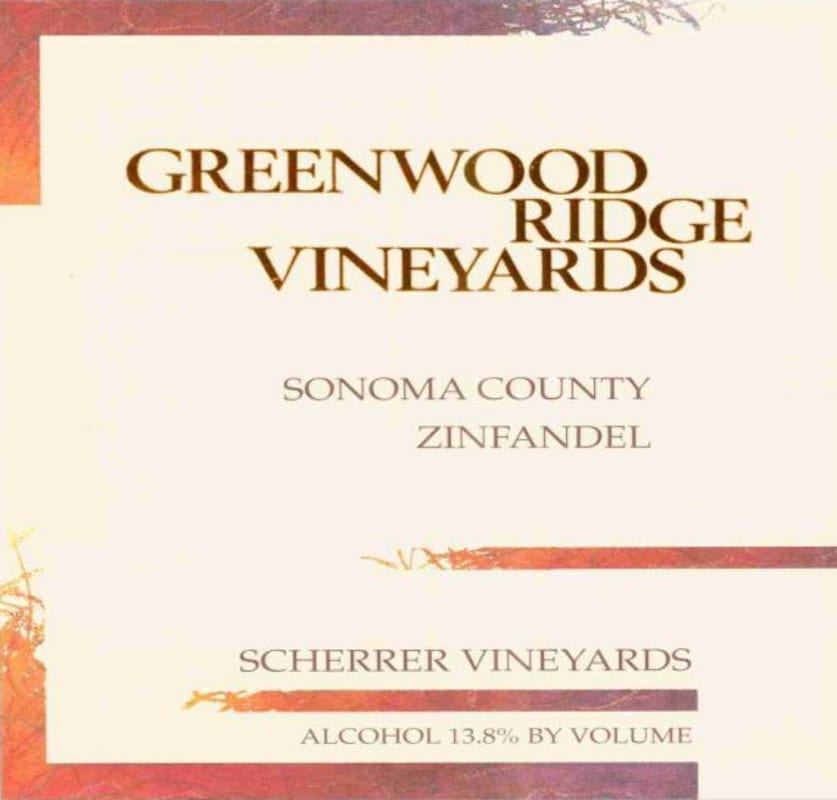 Greenwood Ridge Scherrer Vineyards Zinfandel 2006 Front Label