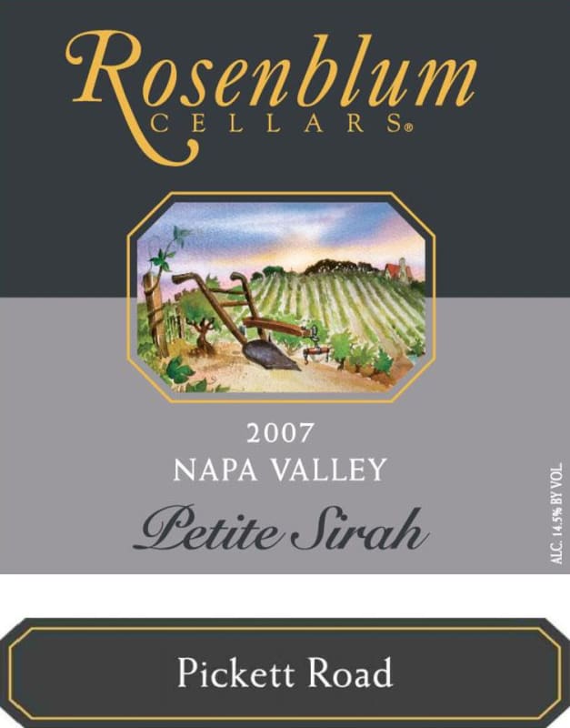 Rosenblum Cellars Pickett Road Petite Sirah 2007 Front Label