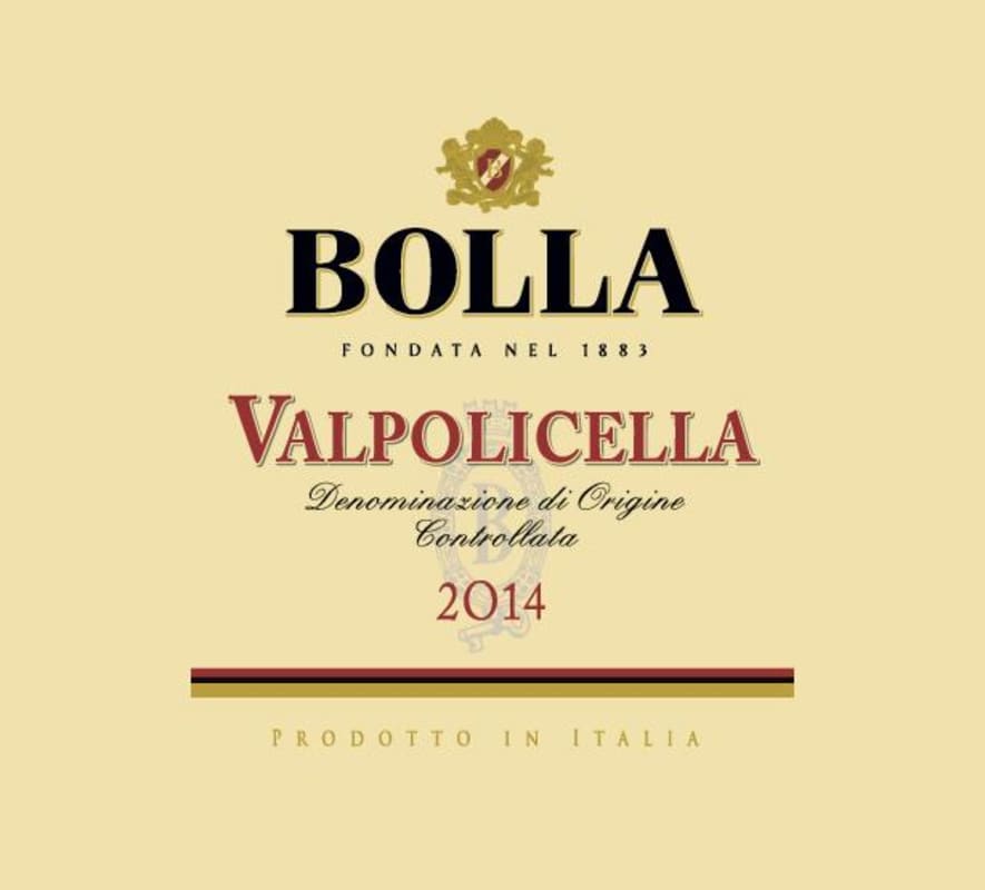 Bolla Valpolicella Sangiovese 2014 Front Label