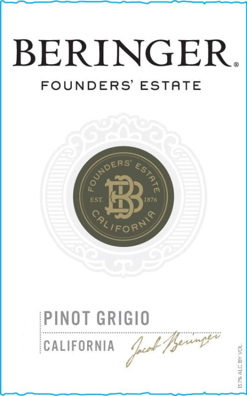 Beringer Founders' Estate Pinot Grigio 2014 Front Label
