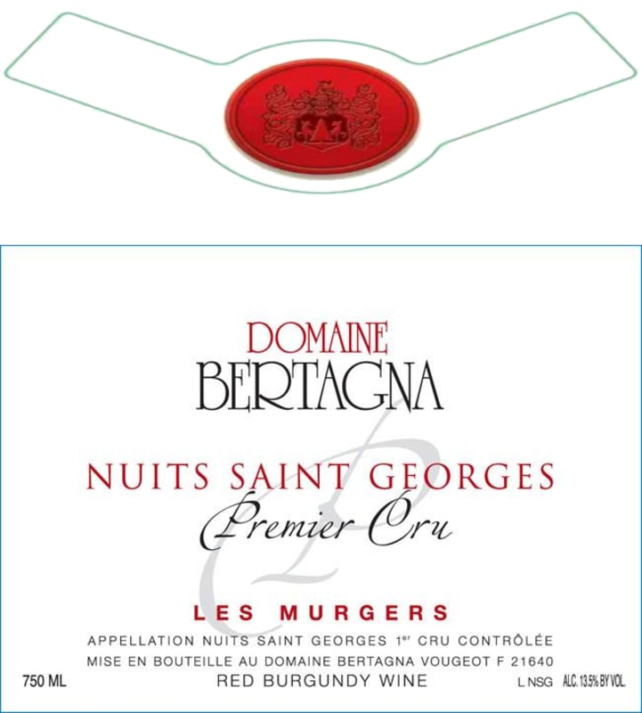 Domaine Bertagna Nuits Saint Georges Les Murgers Premier Cru 2014 Front Label