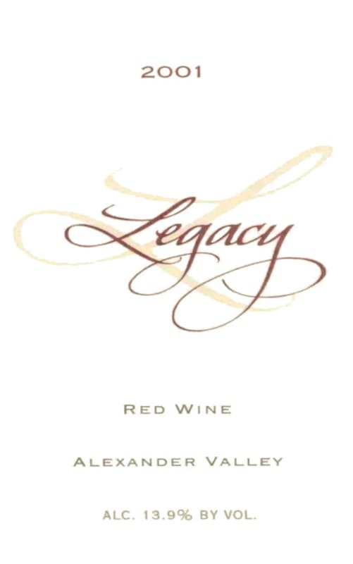 Stonestreet Alexander Mountain Estate Legacy Red 2001 Front Label