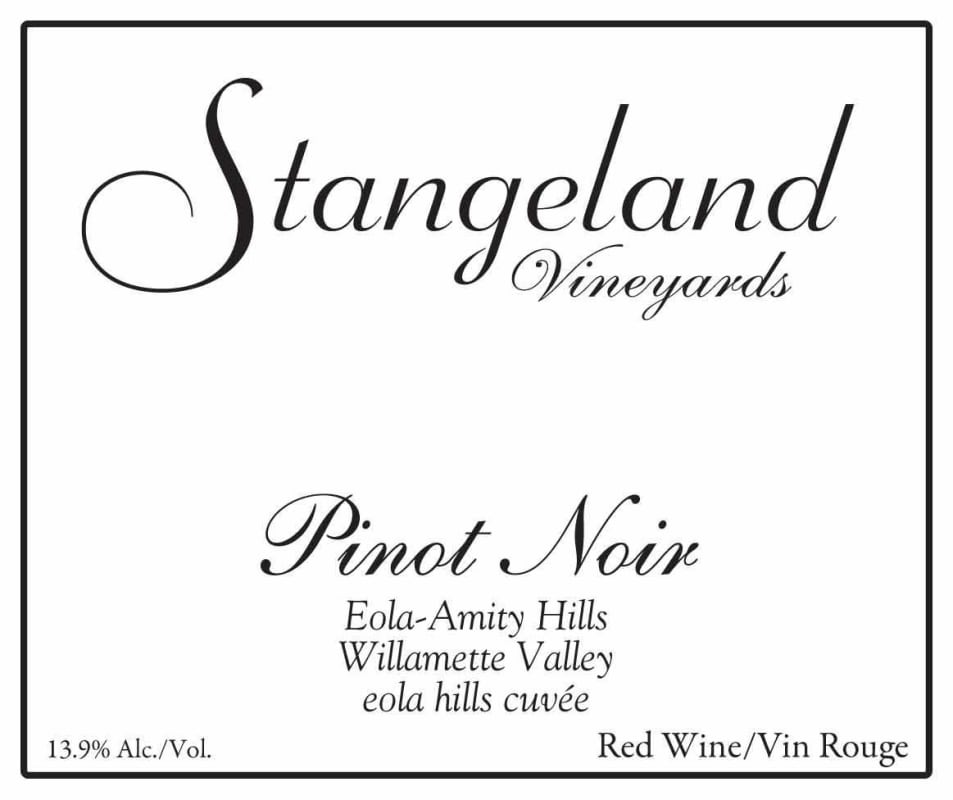 Stangeland Vineyards and Winery Eola Hills Cuvee Pinot Noir 2015 Front Label