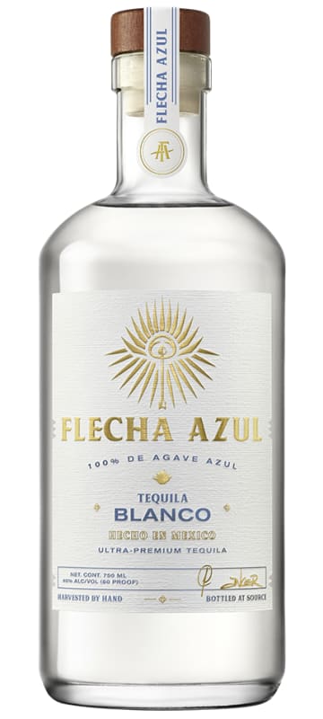 Flecha Azul Blanco Tequila Front Bottle Shot