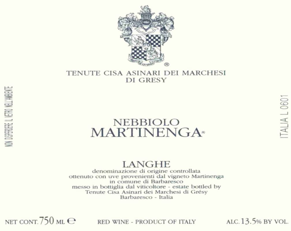 Marchesi di Gresy Martinenga Nebbiolo 2006 Front Label
