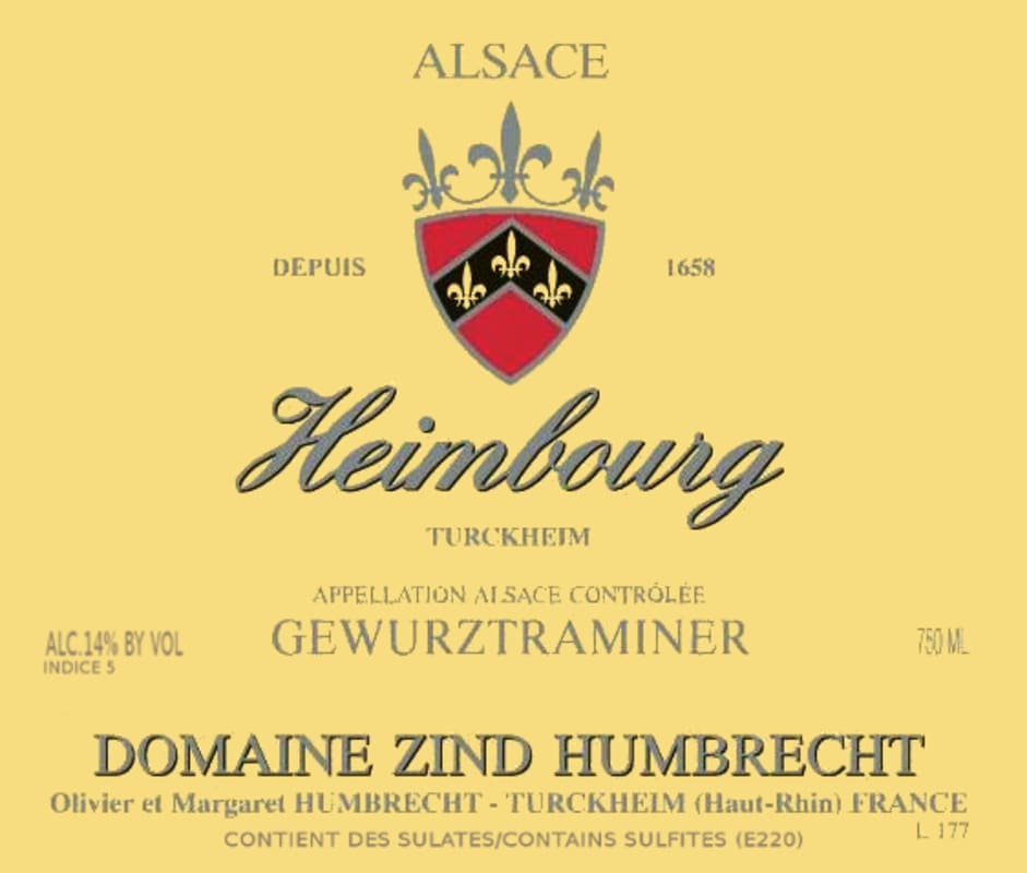Zind-Humbrecht Heimbourg Gewurztraminer 2012 Front Label
