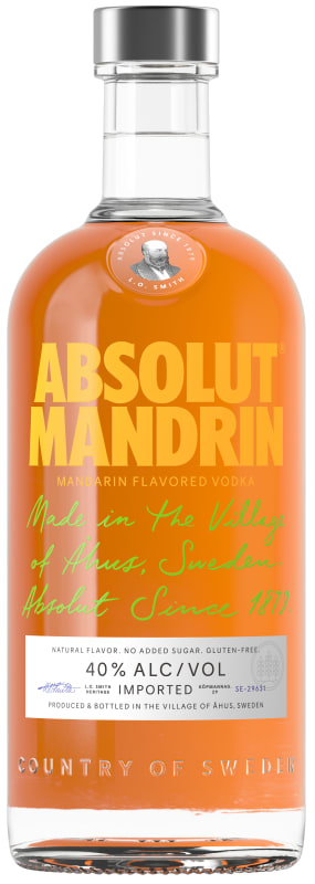 Absolut Mandarin Vodka Front Bottle Shot