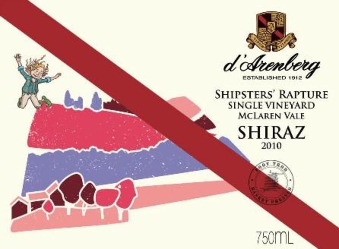 d'Arenberg Single Vineyard Shipsters Rapture Shiraz 2010 Front Label
