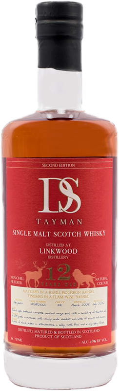 DS Tayman 12 Year Linkwood Single Malt Whiskey (OU Kosher) Front Bottle Shot