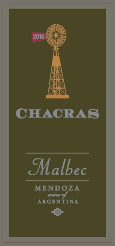 Chacras Malbec 2016 Front Label