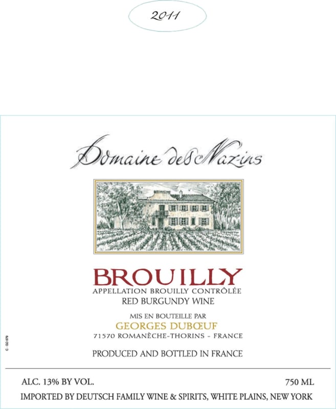 Duboeuf Brouilly Domaine des Nazins 2011 Front Label