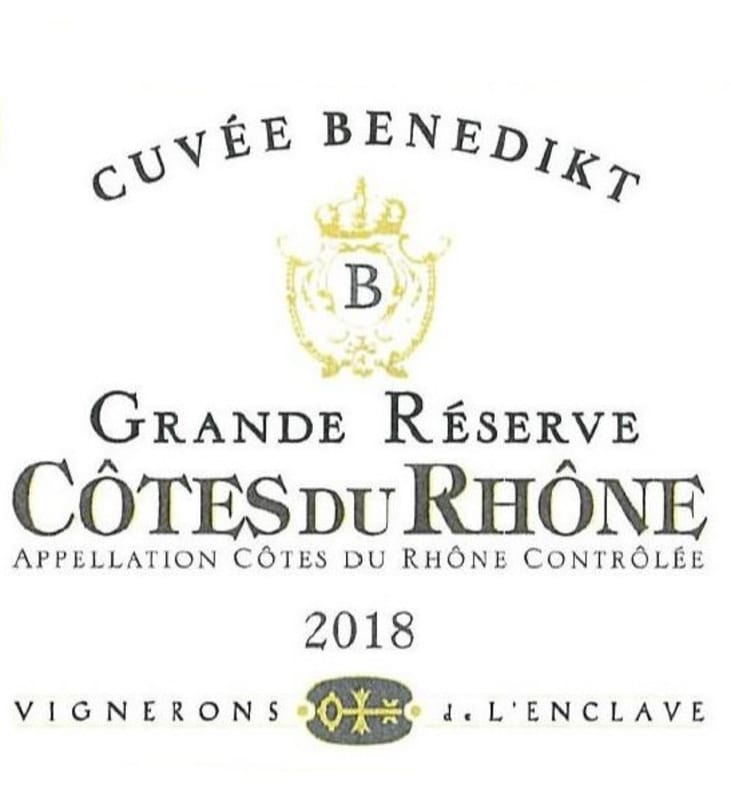 Les Vignerons de l'Enclave des Papes Cuvee Benedikt Grand Reserve 2018 Front Label