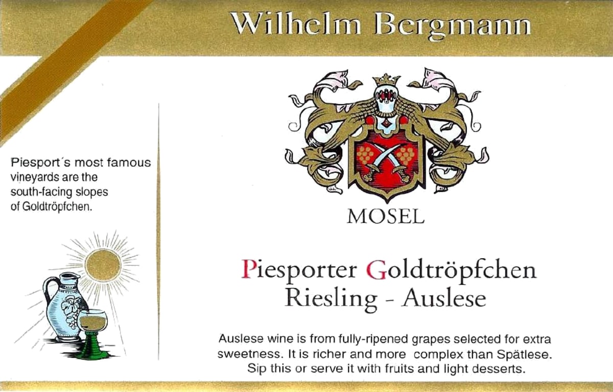 Wilhelm Bergmann Piesporter Goldtropfchen Riesling Auslese 2018 Front Label