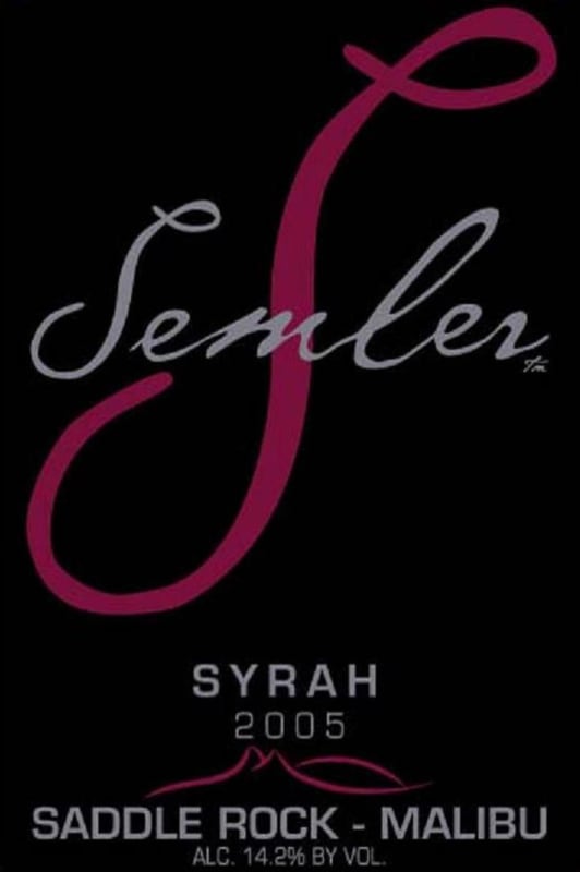 Malibu Wines Semler Syrah 2005 Front Label