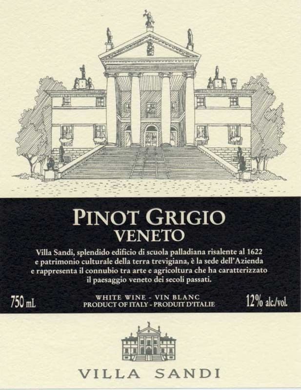 Villa Sandi Pinot Grigio 2016 Front Label