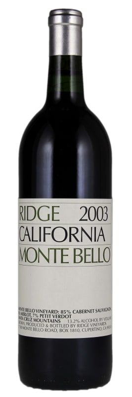 Ridge Monte Bello (1.5 Liter Magnum - stained label) 2003 Front Bottle Shot