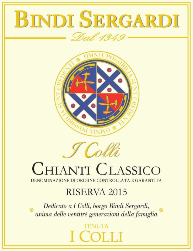Bindi Sergardi I Colli Chianti Classico Riserva 2015 Front Label