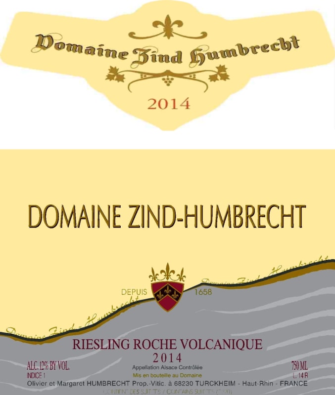 Zind-Humbrecht Roche Volcanique Riesling 2014 Front Label