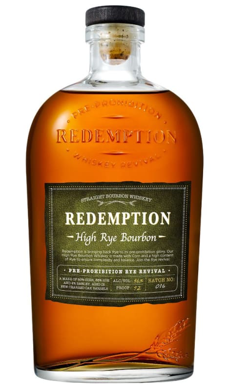 Redemption High Rye Bourbon Whiskey Front Bottle Shot