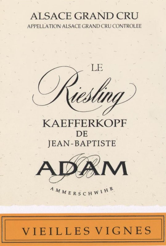Jean-Baptiste Adam Kaefferkopf Grand Cru Riesling Vieilles Vignes 2013 Front Label